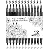Hethrone Black Markers for Drawing - Brush Pens with Felt Tips for Artists - Calligraphy Pens, 12 Pack
