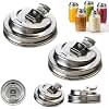Metal Mason Jar Drinking Lids, Reusable Stainless Steel Mason Jar Lids Wide Mouth with Flip Top, Seal Spill Resistant for Coffee Cups, Juice & Salad Dressing (2PCS)