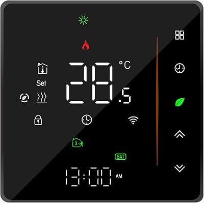 Matybobe WiFi Smart Thermostat Temperature Controller Weekly Programmable Supports Touch Control/Mobile APP/Voice Control Compatible with Alexa/Google Home, for Water Heating 5A Black
