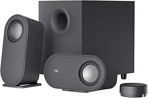 Logitech Z407 Bluetooth Computer Speakers with Subwoofer and Wireless Control, Immersive Sound, Premium Audio with Multiple Inputs, USB Speakers, Black