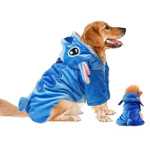 Gimilife Pet Costume, Dog Hoodie,Pet Xmas Pajamas Outfit, Pet Coat for Small Medium Large Dogs and Cats,Pet Disney Stitch Cartoon,Halloween and Winter -S - S ( 7-15 LB | 17.32"Chest Girth )