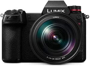 Panasonic LUMIX S1R Full Frame Mirrorless Camera with 47.3MP MOS High Resolution Sensor, 24-105mm F4 L-Mount S Series Lens, 4K HDR Video and 3.2” LCD - DC-S1RMK Black
