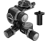 NEEWER 3 Way Geared Tripod Head with 360° Panoramic Arca QR Plate, Millimeter Micro Adjustment, Aluminum Alloy 3 Axis Pan Tilt Head with Quick Switch Large & Fine Dual Modes, Max Load 13.2lb/6kg, TH15