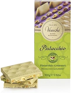 Venchi - Pistachio Gourmet Chocolate Bar - White Chocolate and Pistachio Paste Cream Bar, 3.53 oz - Gluten Free