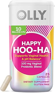 OLLY Happy Hoo-Ha Capsules, Probiotic for Women, Vaginal Health and pH Balance, 10 Billion CFU, Gluten Free - 25 Count