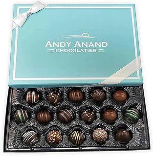 Andy Anand Dark Chocolate Truffles 16 Pcs Of Champagne, Rum, Amaretto, Black Forest Ext Amazing-Delicious-Decadent Gift Bo...