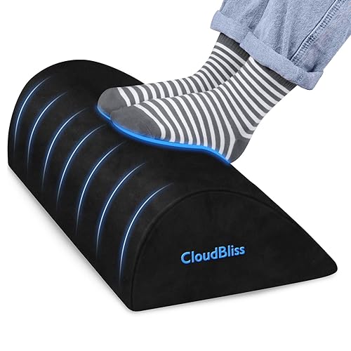Foot Rest for Under Desk at Work,Office Desk Accessories with Soft Foam and Washable Removable Cover, Foot Stool for Office, Car, Home to Foot Support and Relax Ankles, Black - Black - Large