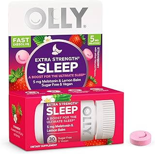 OLLY Extra Strength Sleep Fast Dissolve Tablets, 5mg Melatonin, Vegan, Strawberry - 30ct