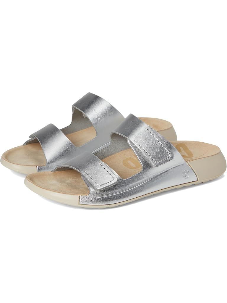 Silver ECCO Cozmo Two Band Slide Sandal