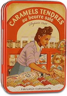 La Maison d'Armorine, Caramels Tendres au Beurre (Sea Salted butter Caramels) in "Yvonne" Tin, 5.3 Oz