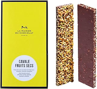 La Maison Du Chocolat Cavale Fruits Secs - Premium Dark Chocolate Bar with Pistachios, Almonds, Hazelnuts - Gourmet French...