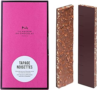 La Maison Du Chocolat Tapage Noisettes - Premium Dark and Milk Chocolate Bar with Hazelnut - Gourmet French Chocolate