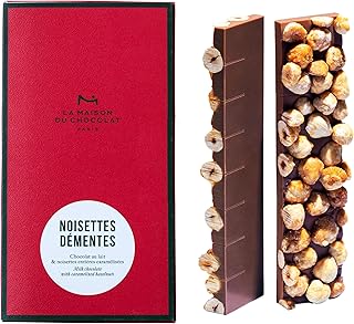 La Maison Du Chocolat Noisettes Démentes - Premium Milk Chocolate Bar with Whole Hazelnuts - Gourmet French Chocolate