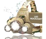DanForce Camouflaged Headlamp Ultra Bright USB Rechargeable Head lamp. Tactical Head Flashlight Designed Especially for Hunting & Fishing. LED Headlamps LUMINUS 1080 Lumens Headlight with Red Light