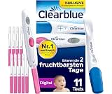 Clearblue 10 Ovulationstests und 1 Schwangerschaftstest Kombipack, DIGITALE ERGEBNISSE statt visueller Ovulationsteststreifen, werde schneller schwanger, zuverlässig, KOSTENLOSE Zyklus-Tracker-App