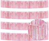 iiCheerful 4 Pack Iridescent Pink Total 40 Feet Foil Fringe Garland Metallic Tinsel Banner Wall Hanging Drapes Parade Float Skirting Decorations for Trailer Mardi Gras Party Birthday Wedding
