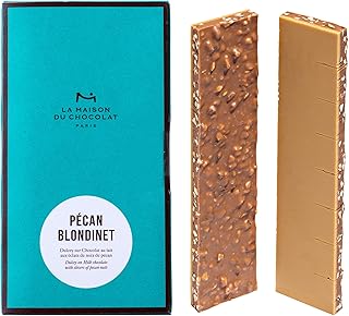 La Maison Du Chocolat Pécan Blondinet - Premium White and Milk Chocolate Bar with Pecans - Gourmet French Chocolate