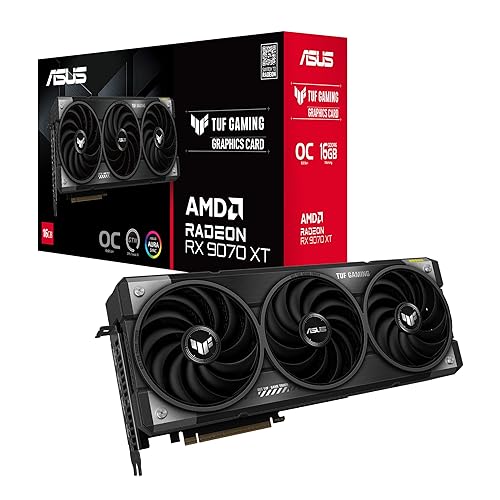 ASUS TUF GAMING RX9070 XT OC, PCIe5, 16GB DDR6, HDMI, 3 DP, 3080MHz Clock, RGB Lighting, Overclocked