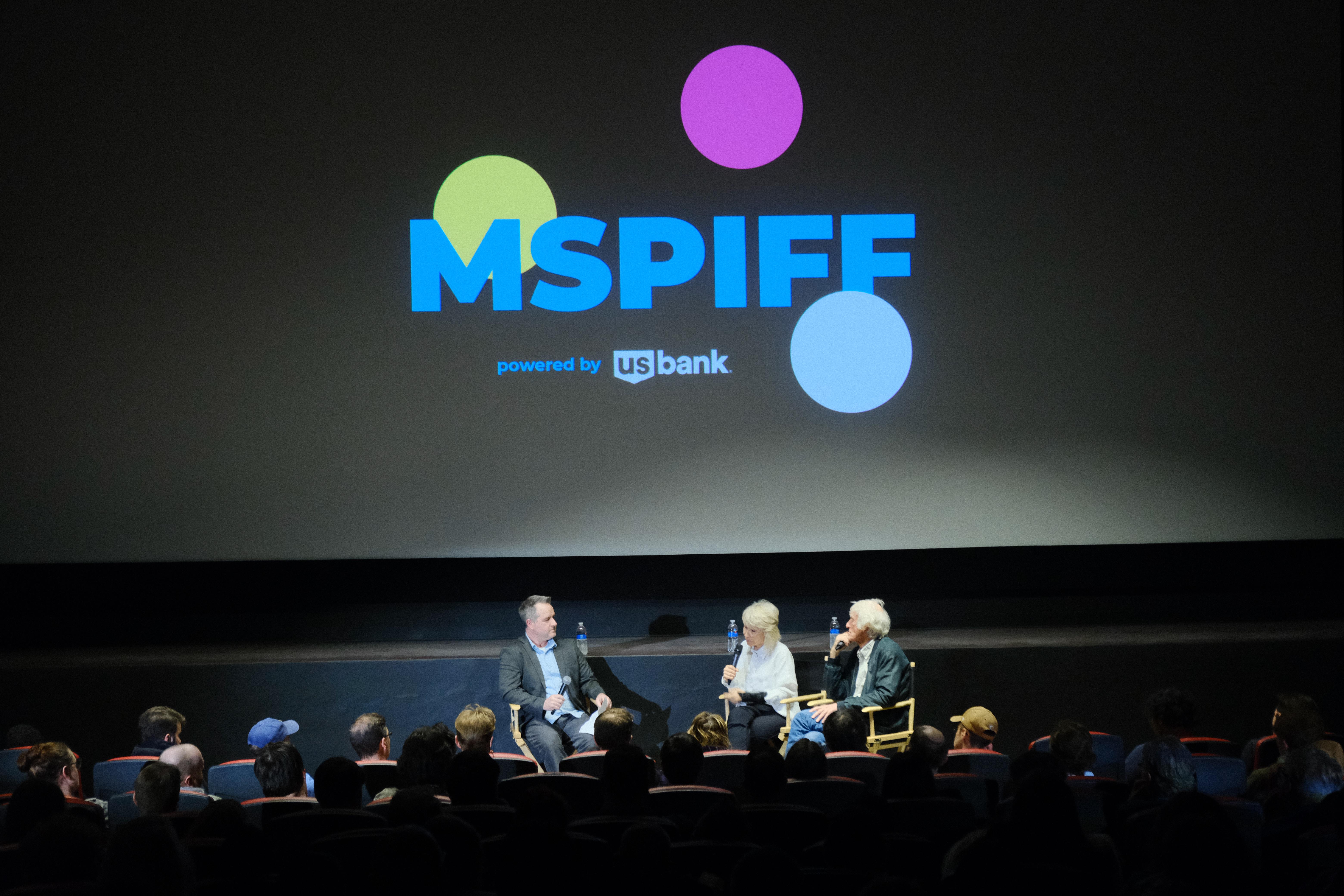 Matt Osterman moderates a talk with James and Roger Deakins at MSPIFF 2024.