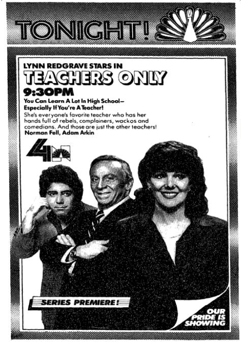 Norman Fell, Lynn Redgrave, and Adam Arkin in Teachers Only (1982)