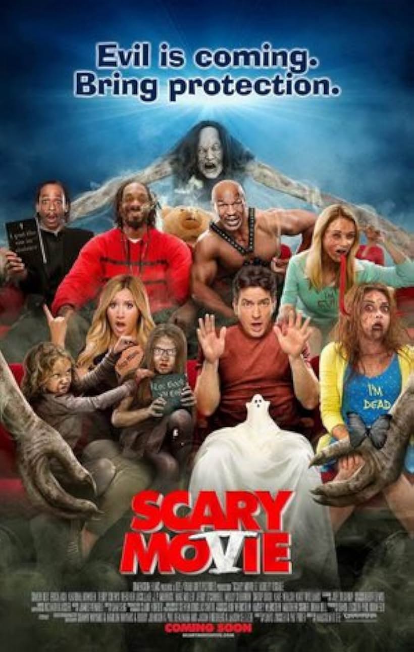 Charlie Sheen, Snoop Dogg, Mike Tyson, Sarah Hyland, Ashley Tisdale, Katt Williams, and Katrina Bowden in Scary Movie 5 (2013)