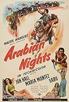 Leif Erickson, Jon Hall, Maria Montez, and Sabu in As Mil e uma Noites (1942)