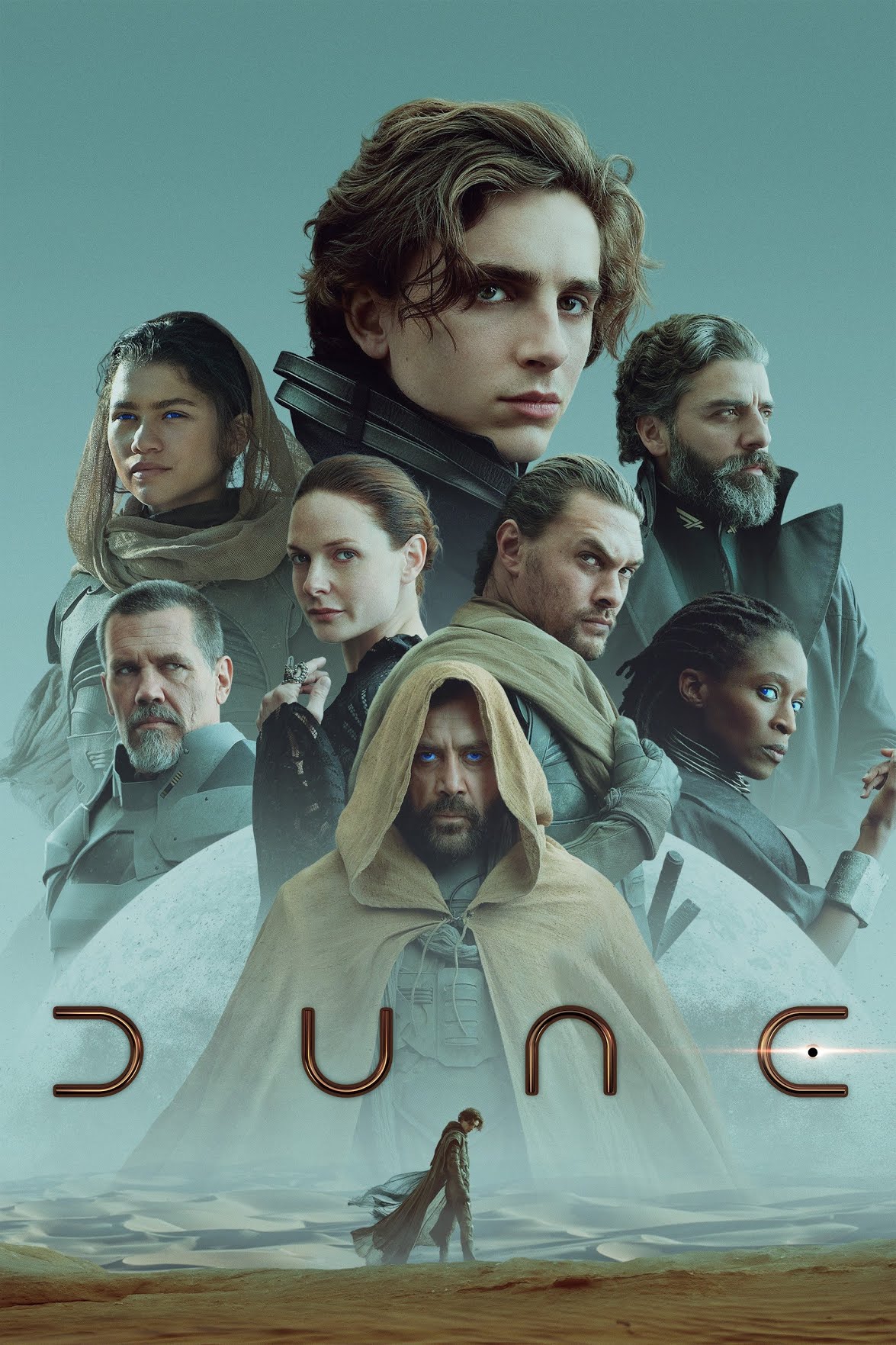 Javier Bardem, Josh Brolin, Rebecca Ferguson, Jason Momoa, Sharon Duncan-Brewster, Oscar Isaac, Timothée Chalamet, and Zendaya in Dune: Part One (2021)