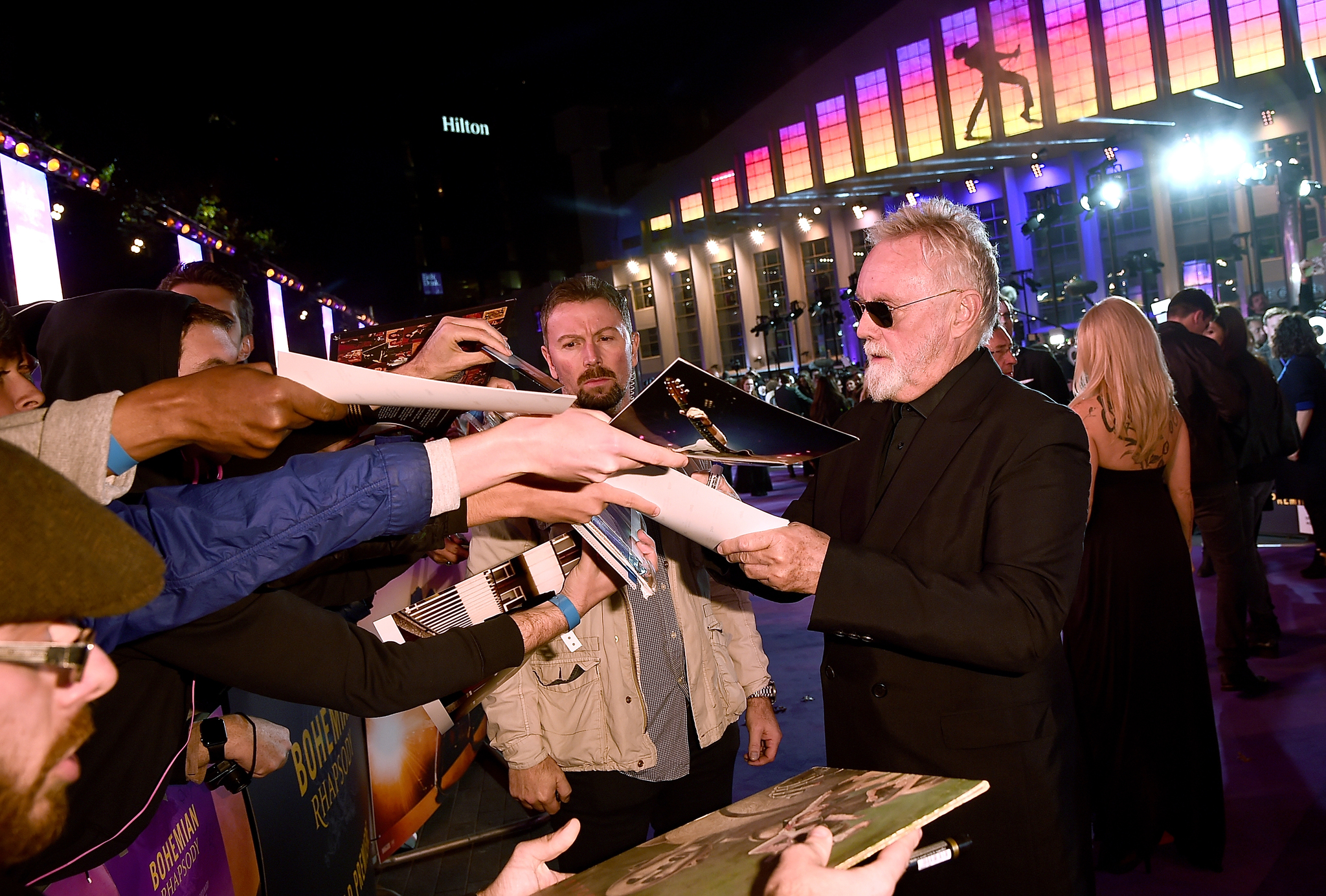 Roger Taylor and Sarina Taylor at an event for Bohemian Rhapsody (2018)