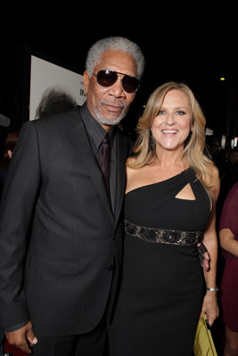 Morgan Freeman and Lori McCreary at an event for Invictus (2009)