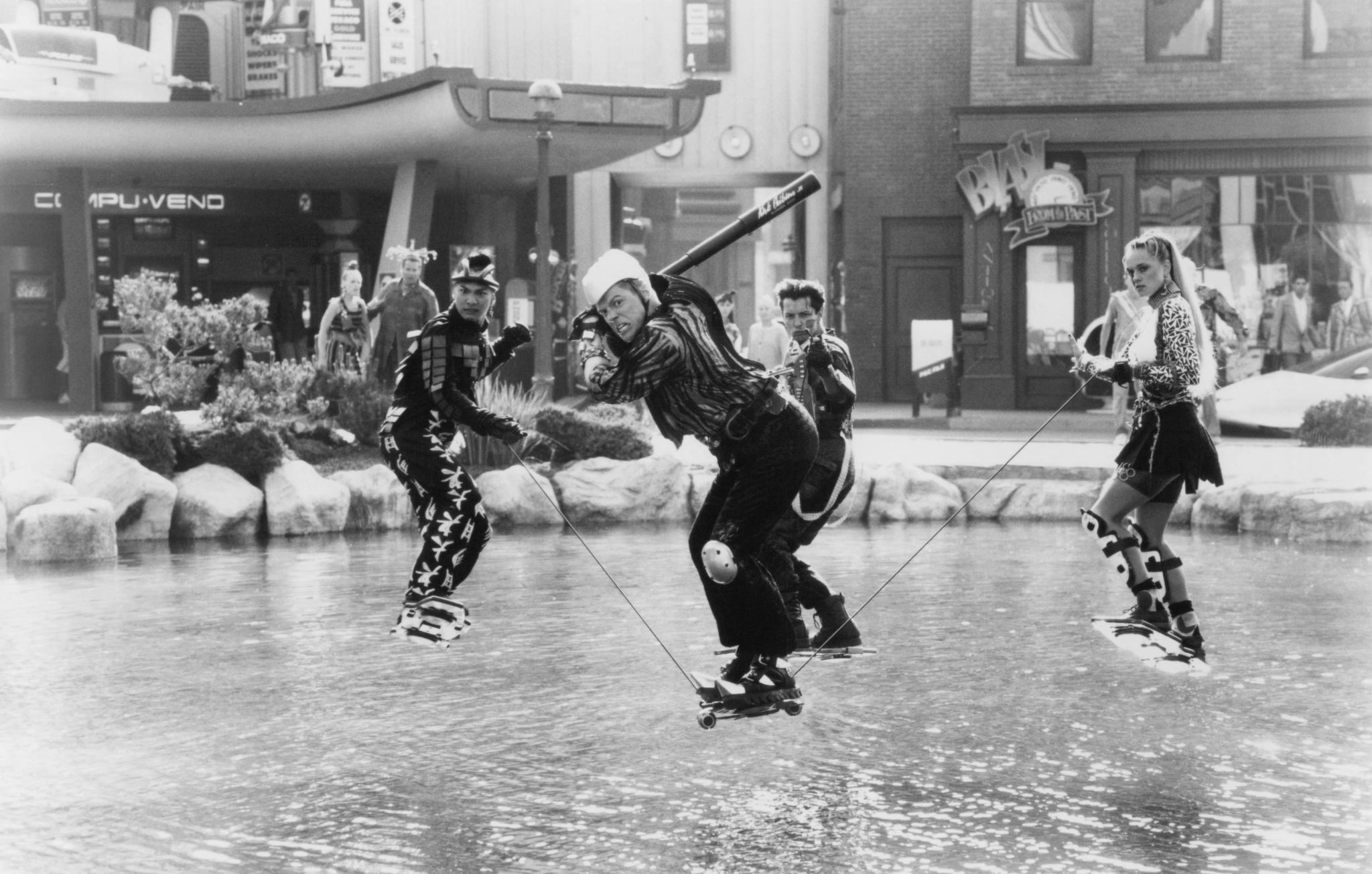 Jason Scott Lee, Tom Wilson, Ricky Dean Logan, and Darlene Vogel in Back to the Future Part II (1989)