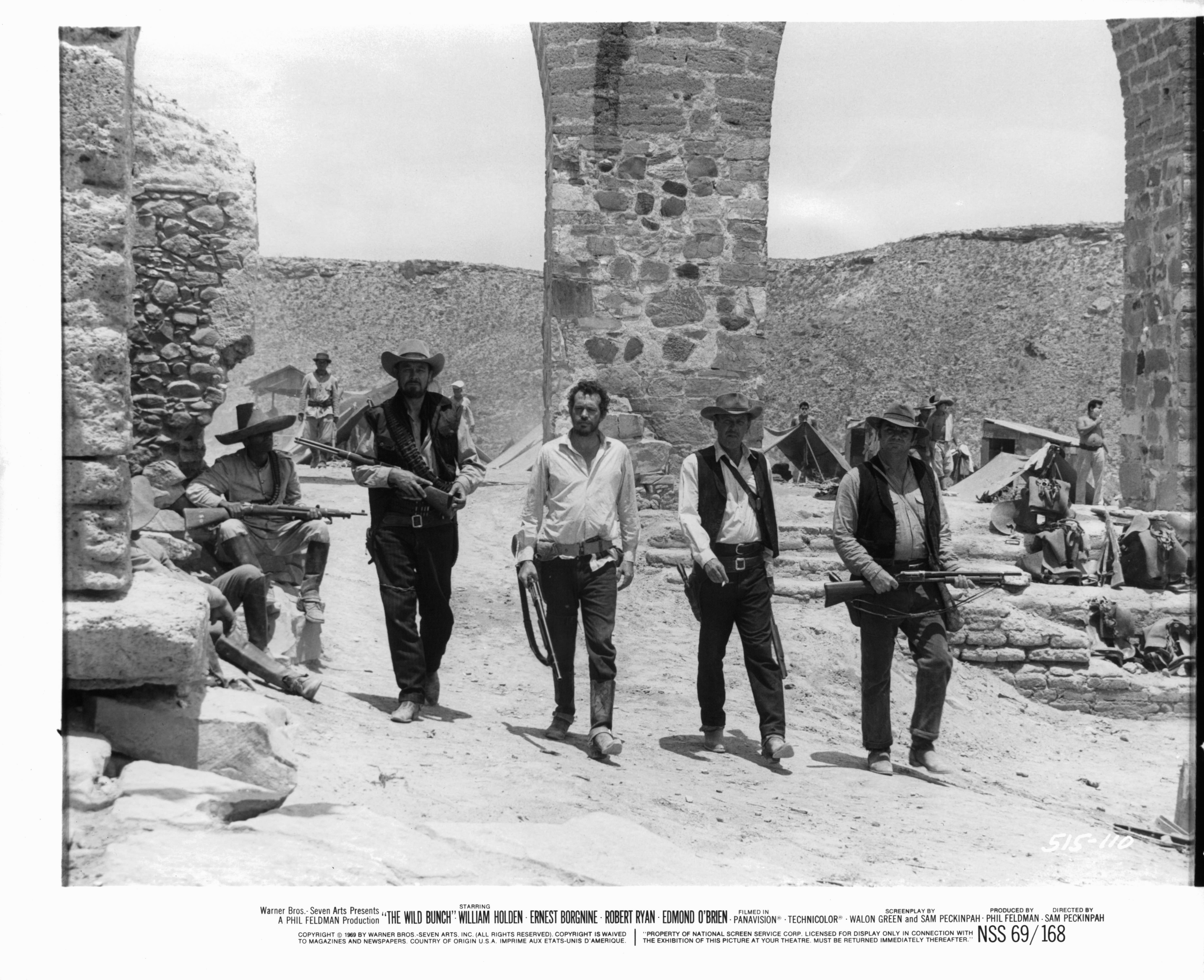 William Holden, Ernest Borgnine, Ben Johnson, and Warren Oates in The Wild Bunch (1969)