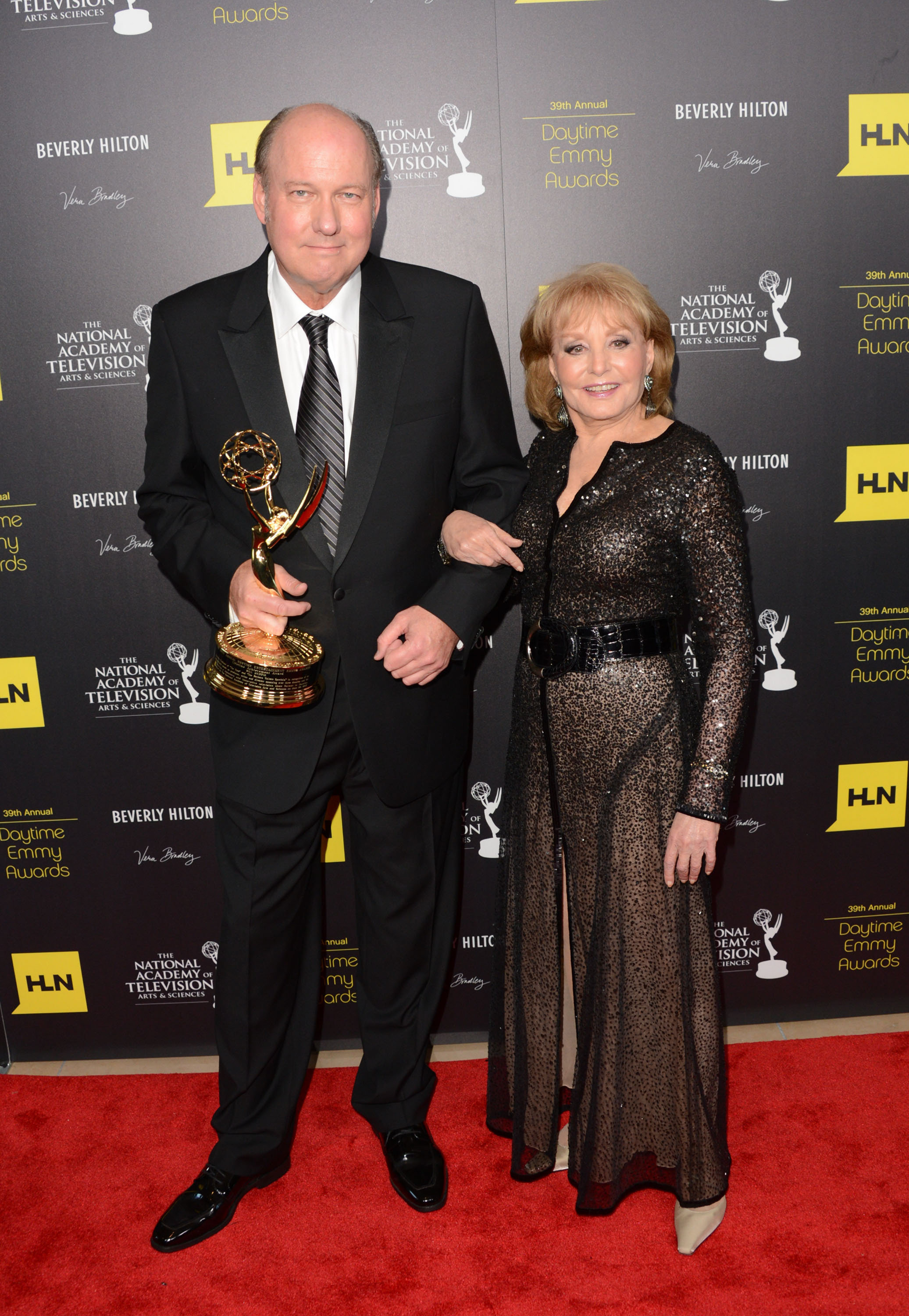 BEVERLY HILLS, CA - JUNE 23: Bill Geddie and Barbara Walters pose in the press room at The 39th Annual Daytime Emmy Awards from Executive Producer Gabriel Gornell of LocoDistro and broadcast on HLN held at The Beverly Hilton Hotel on June 23, 2012 in Beverly Hills, California. 