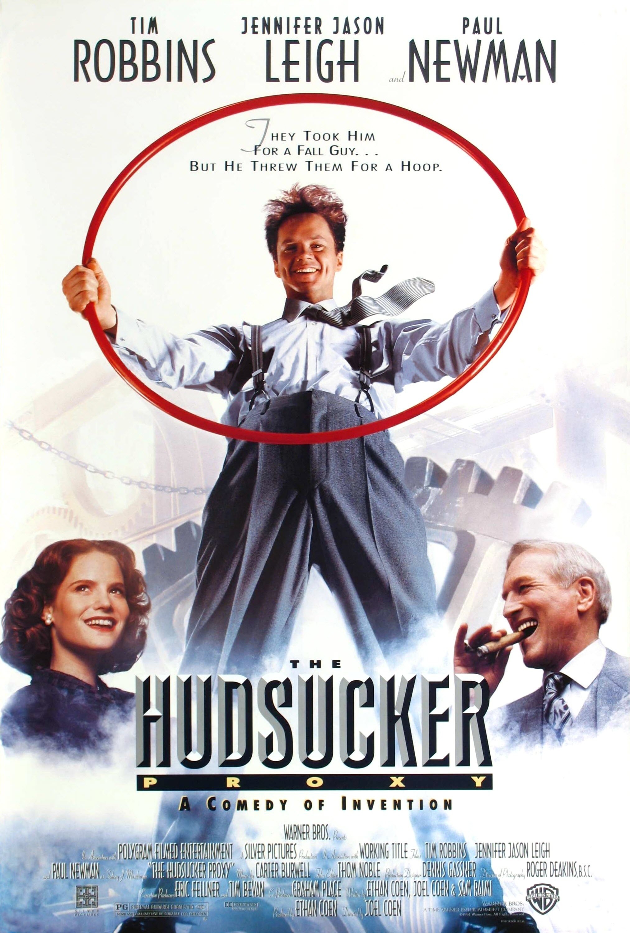 Paul Newman, Tim Robbins, and Jennifer Jason Leigh in The Hudsucker Proxy (1994)