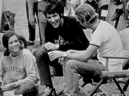 Elvis Presley and Mary Tyler Moore on the set of "Change of Habit," Universal, 1969.