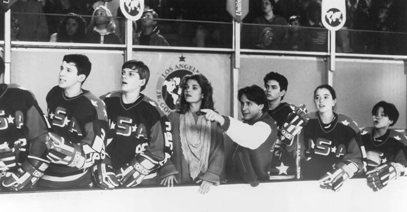 Emilio Estevez, Kathryn Erbe, Vincent LaRusso, Marguerite Moreau, Ty O'Neal, Mike Vitar, and Justin Wong in D2: The Mighty Ducks (1994)