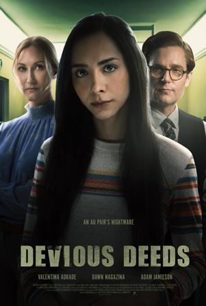 Valentina Andrade, D. Adam Jamieson, and Dawn Nagazina in Devious Deeds (2023)