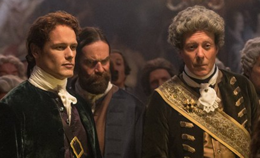 Outlander. John Mawson with Sam Heughan (Jamie) and Duncan Lacroix (Murtagh) in Season 2.