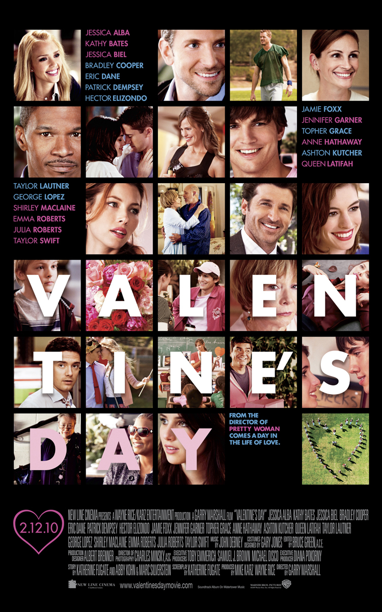 Julia Roberts, Kathy Bates, Patrick Dempsey, Hector Elizondo, Queen Latifah, Anne Hathaway, Jessica Alba, Jessica Biel, Jamie Foxx, Jennifer Garner, Ashton Kutcher, Bradley Cooper, Eric Dane, Emma Roberts, and Taylor Lautner in Valentine's Day (2010)