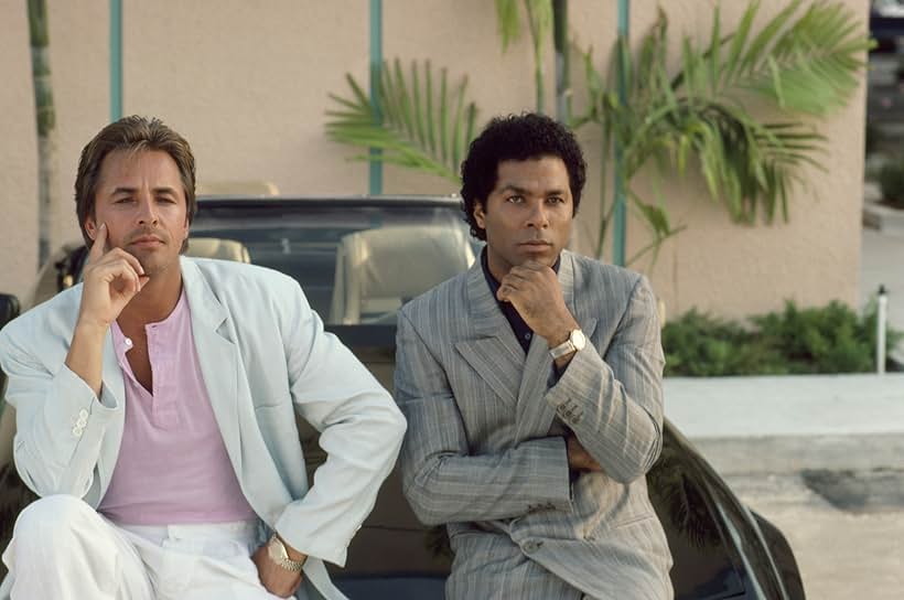 Don Johnson and Philip Michael Thomas in Miami Vice (1984)