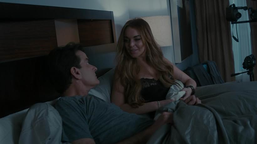 Charlie Sheen and Lindsay Lohan in Scary Movie 5 (2013)