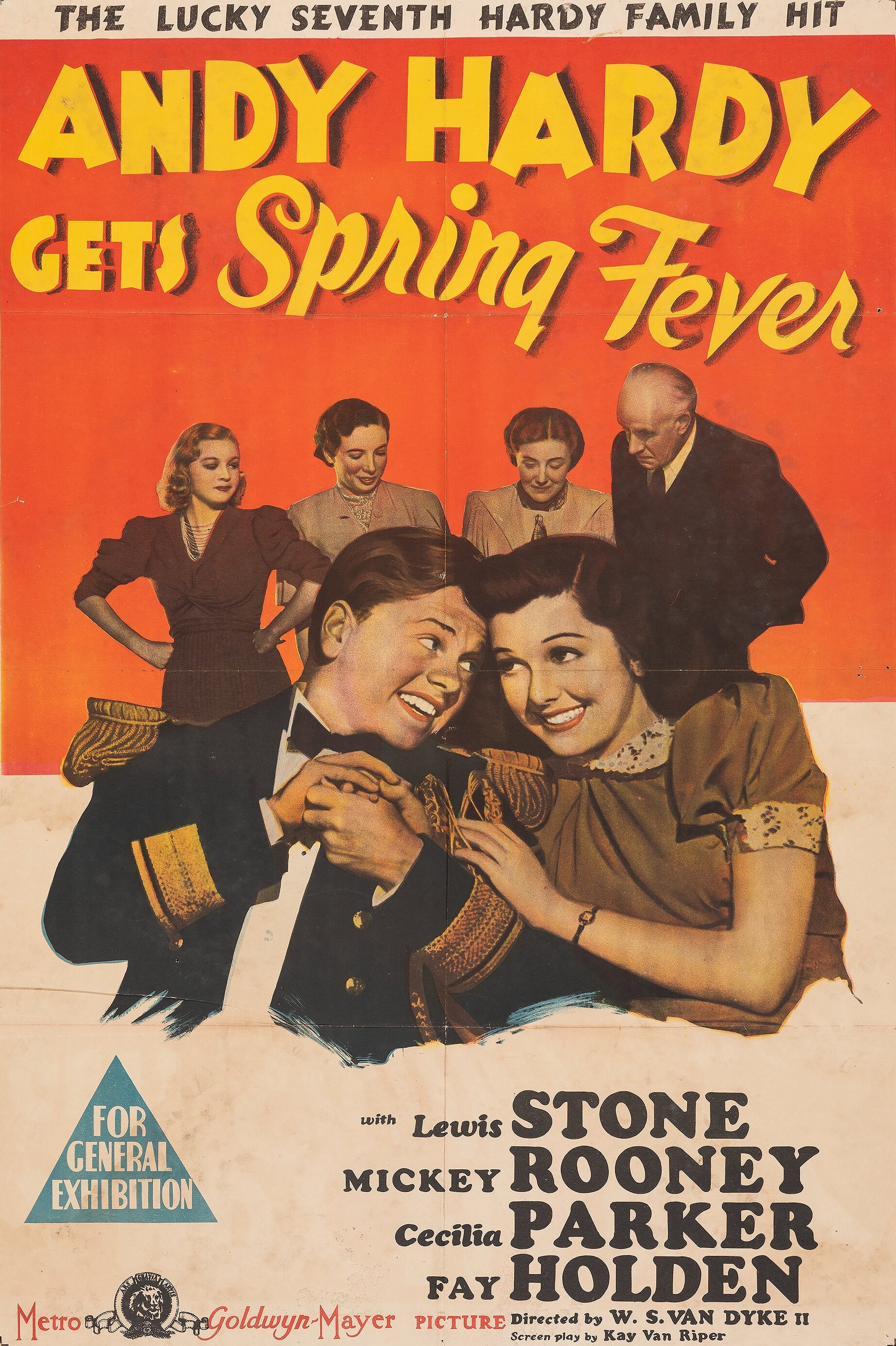 Mickey Rooney, Fay Holden, Cecilia Parker, Ann Rutherford, and Lewis Stone in Andy Hardy Gets Spring Fever (1939)