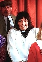 Emma Chambers, Dawn French, Trevor Peacock, and Liz Smith in The Vicar of Dibley (1994)