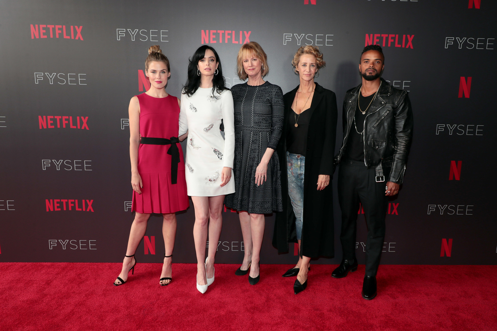 Janet McTeer, Melissa Rosenberg, Krysten Ritter, Rachael Taylor, and Eka Darville at an event for Jessica Jones (2015)