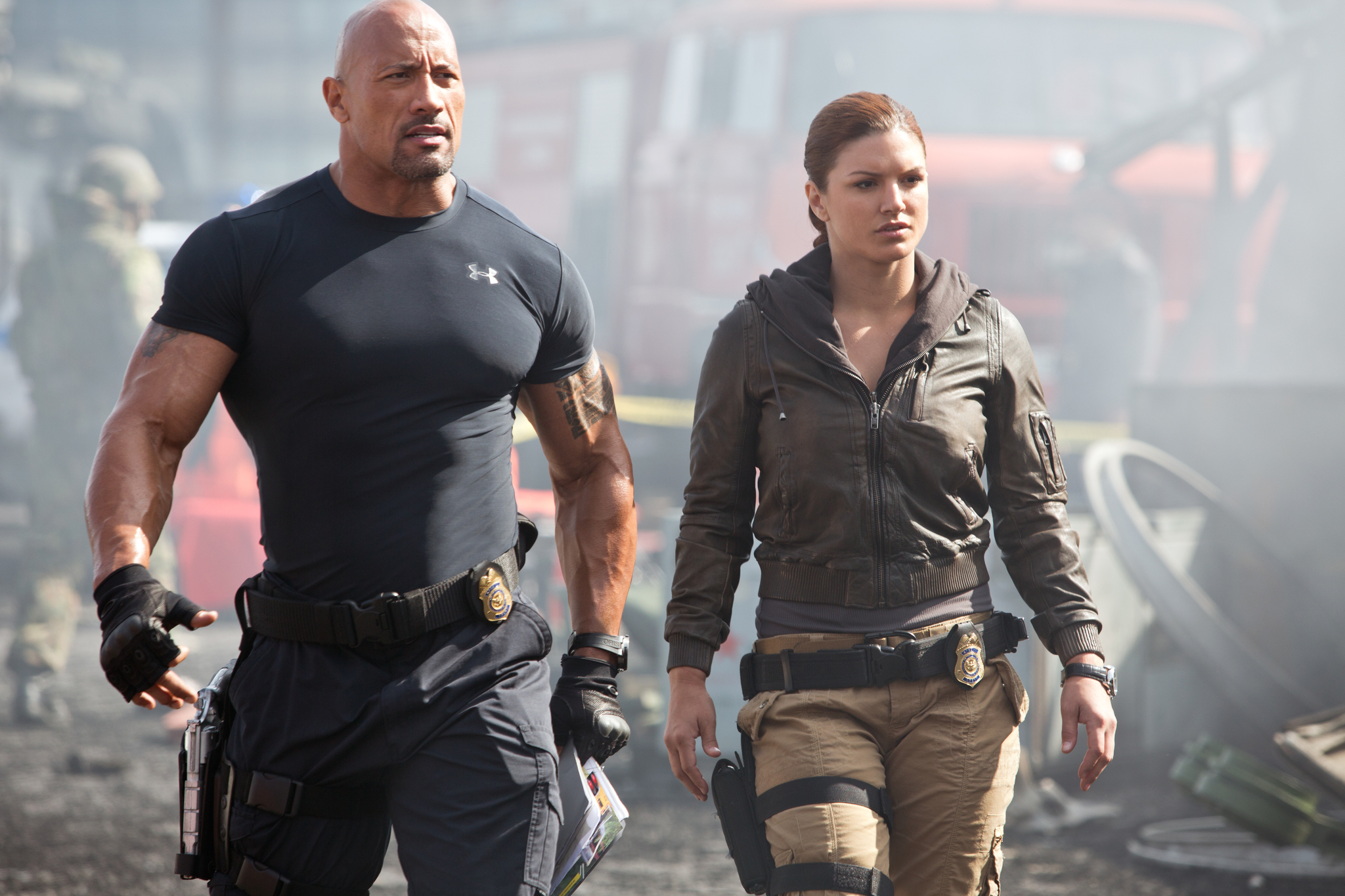 Dwayne Johnson and Gina Carano in Fast & Furious 6 (2013)