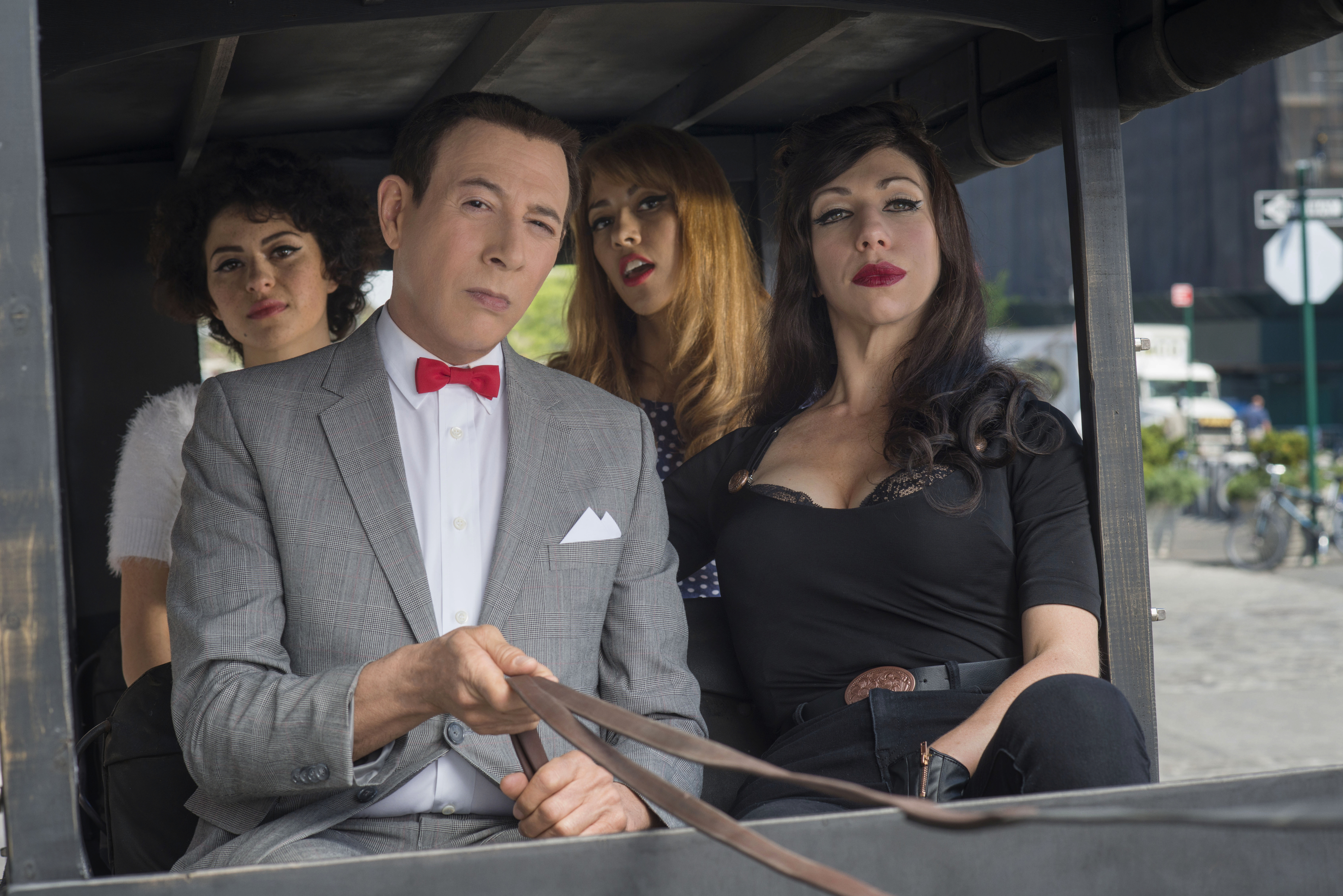 Paul Reubens, Alia Shawkat, Stephanie Beatriz, and Jessica Pohly in Pee-wee's Big Holiday (2016)