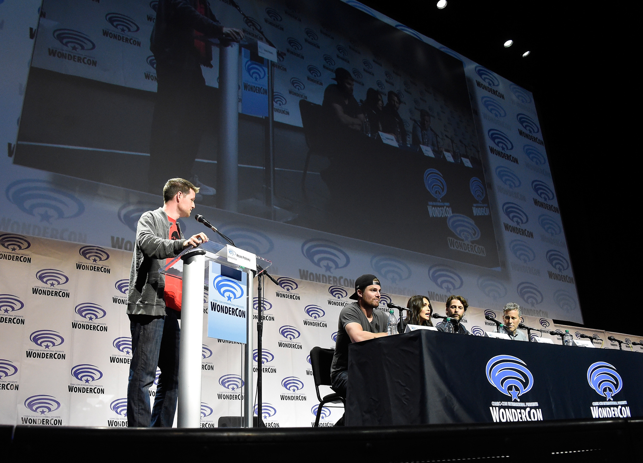 Andrew Form, Brad Fuller, Megan Fox, Stephen Amell, and Kevin Polowy at an event for Teenage Mutant Ninja Turtles: Out of the Shadows (2016)