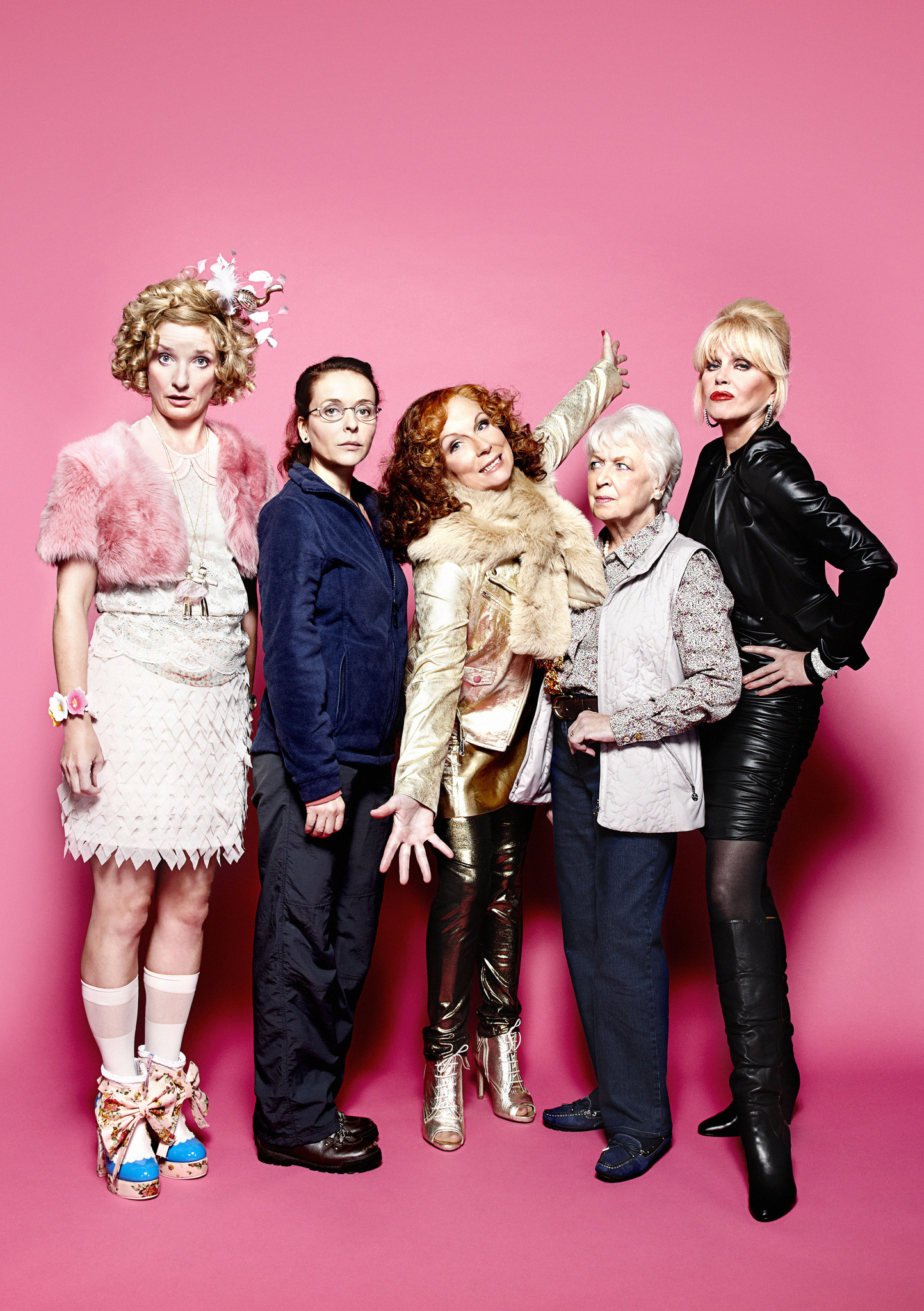 Jane Horrocks, Joanna Lumley, Jennifer Saunders, Julia Sawalha, and June Whitfield in Absolutely Fabulous (1992)