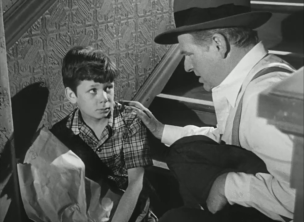 Wallace Ford and Robert Hyatt in He Ran All the Way (1951)