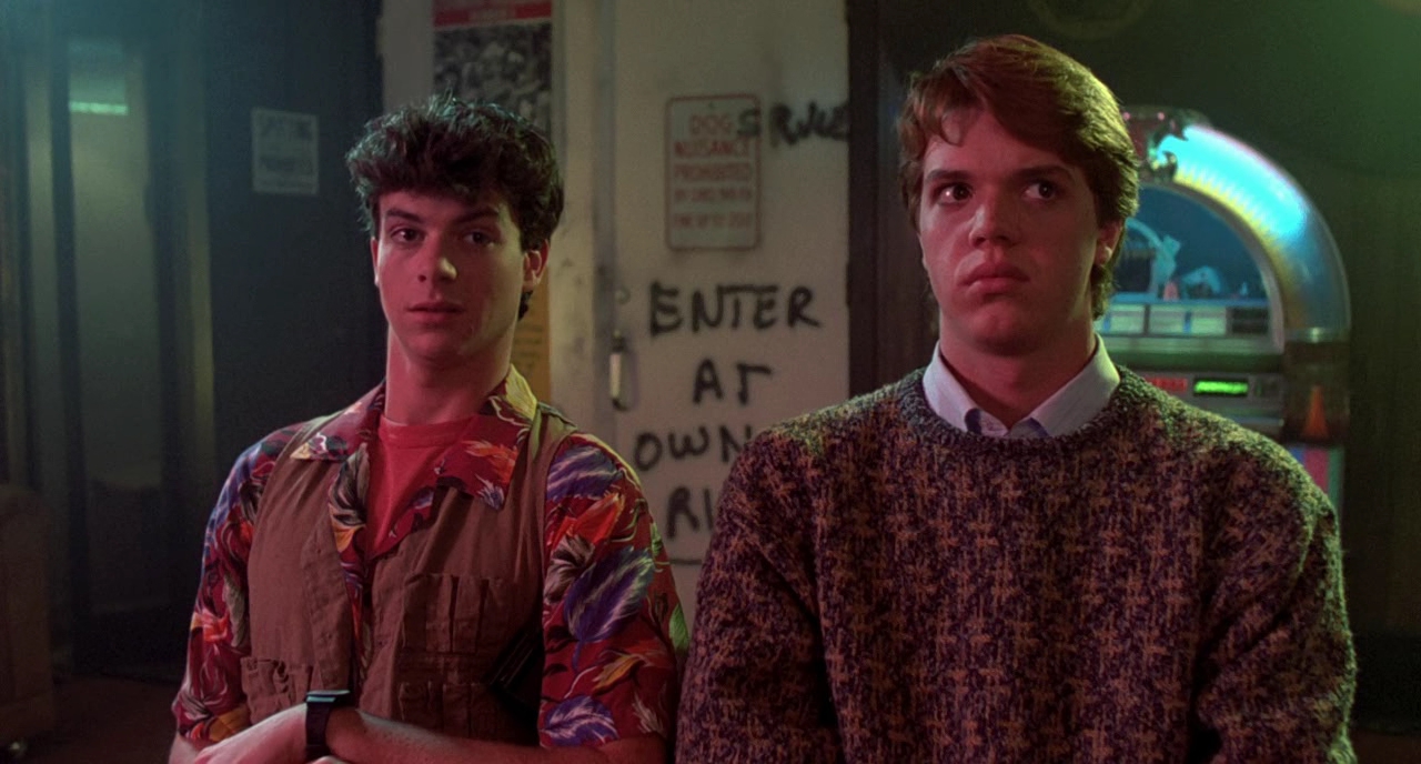 Jason Lively and Steve Marshall in Night of the Creeps (1986)