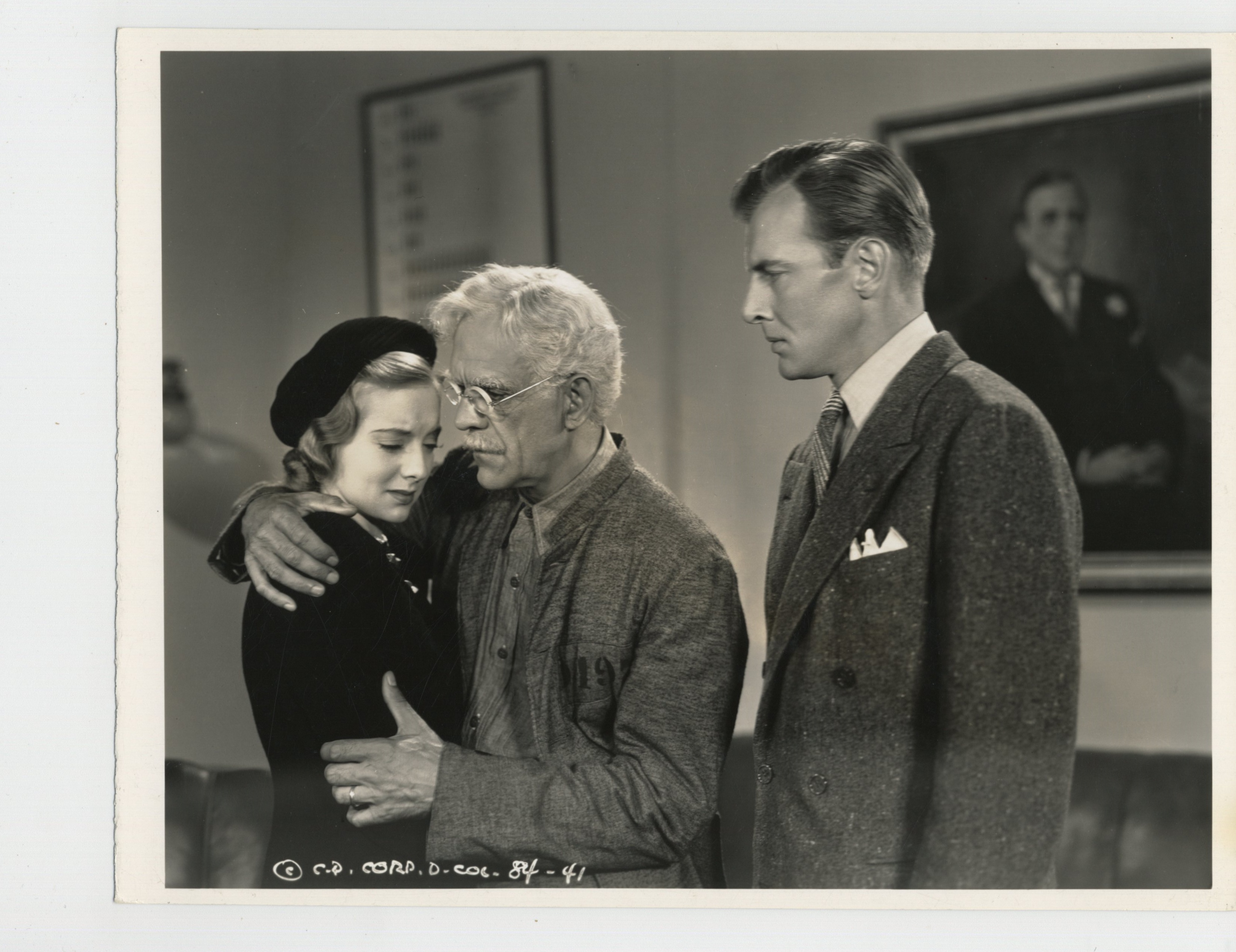 Boris Karloff, Bruce Bennett, and Evelyn Keyes in Before I Hang (1940)